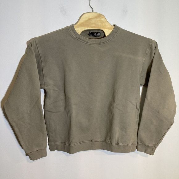SDI Vintage Mens Crewneck Size Small Olive Tan Pullover Sweatshirt Long Sleeve - Picture 2 of 5